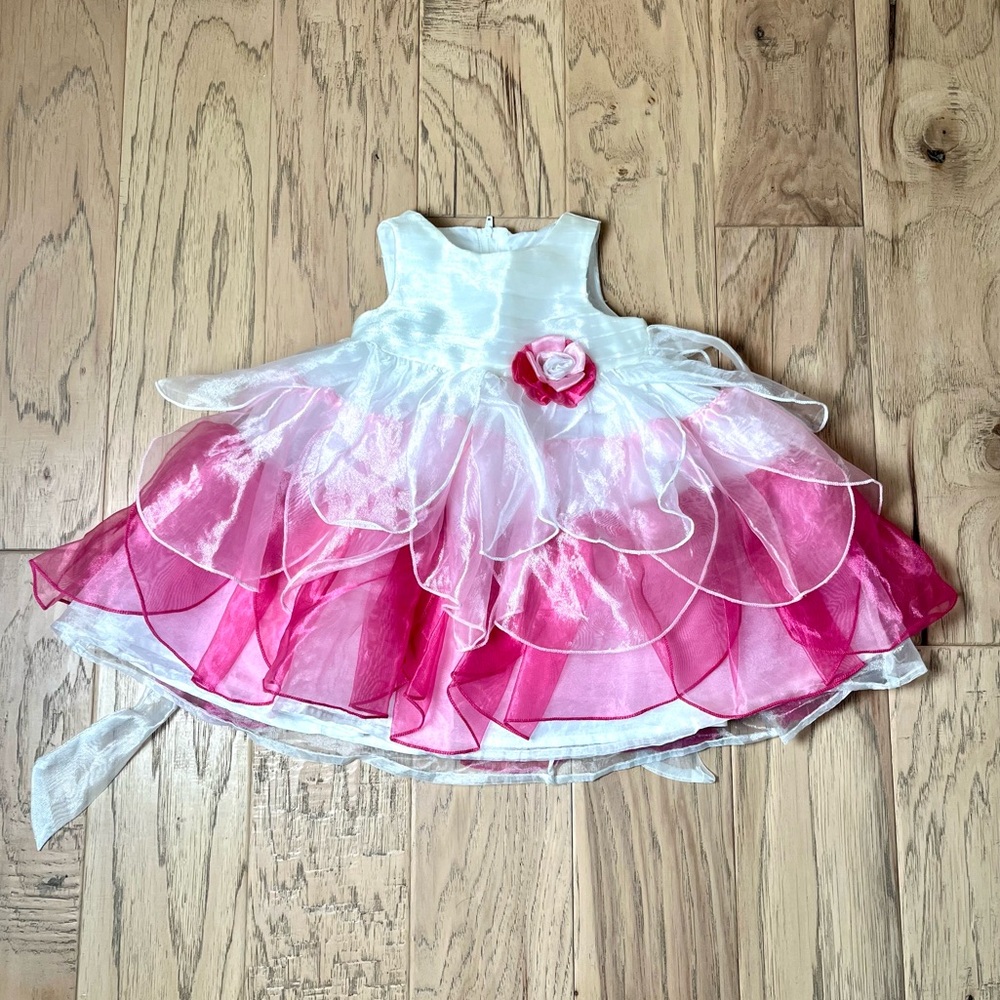 Nannette Baby Girls’ 12 Month Spring / Easter White & Pink Tulle Dress